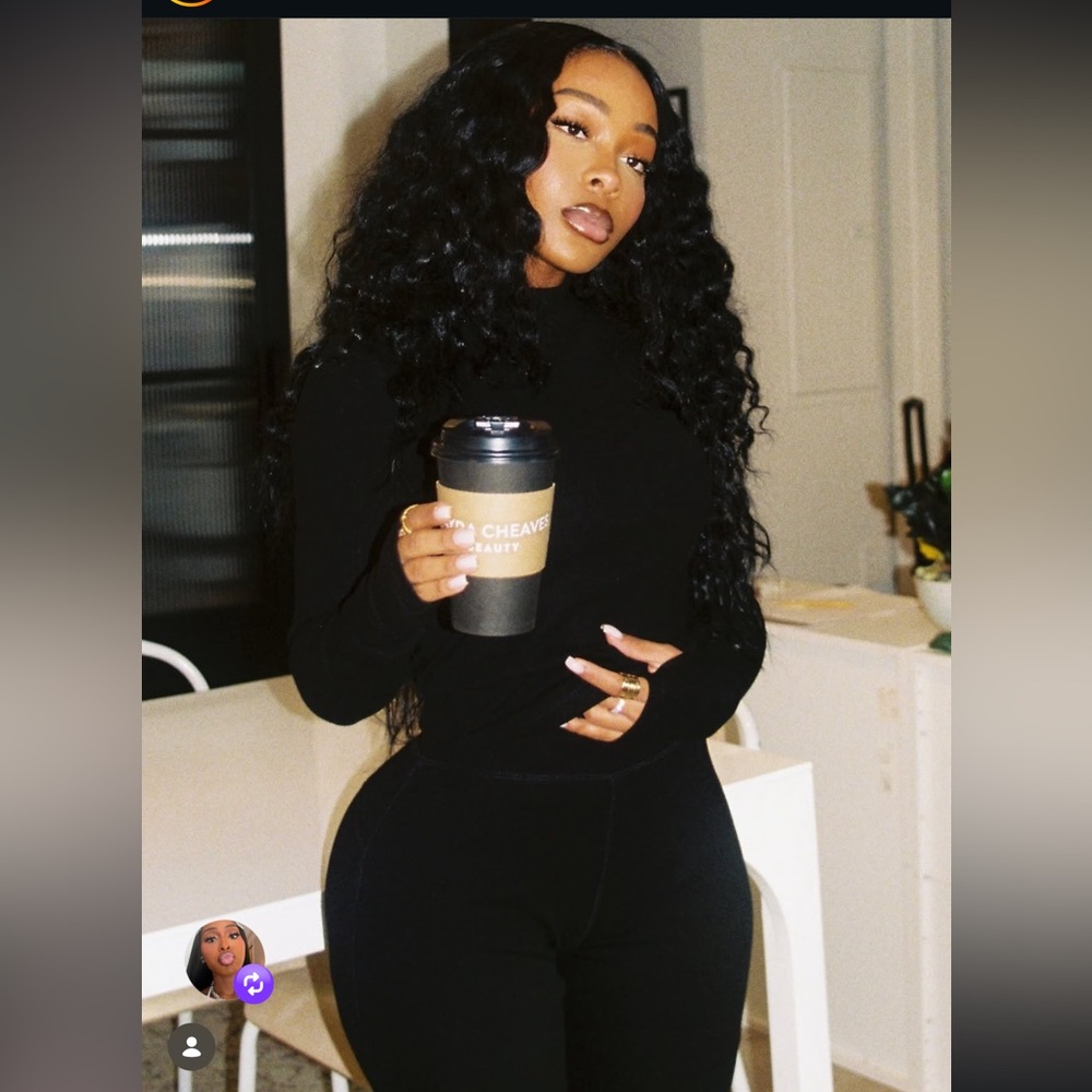 Waydamin Ribbed Black Turtleneck Sweater and leggings